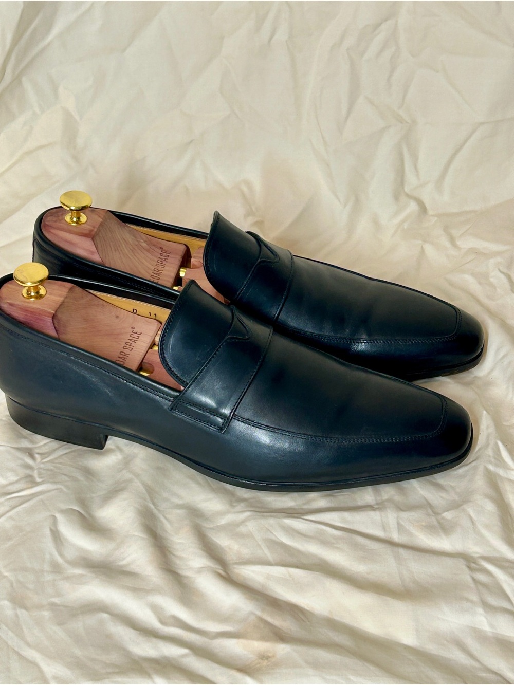 Santoni Carlo Black Leather Loafer Men's  Square Toe 1965 11D